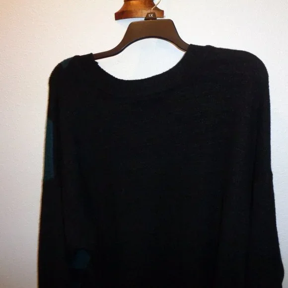NEW EVRI Sweater Size 3X Black & Teal Crewneck Women's Plus - Picture 8 of 9